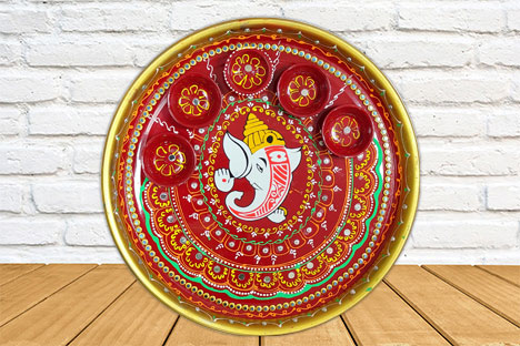 Aarti thali ganpati red