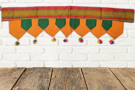 Red stripe orange cloth toran